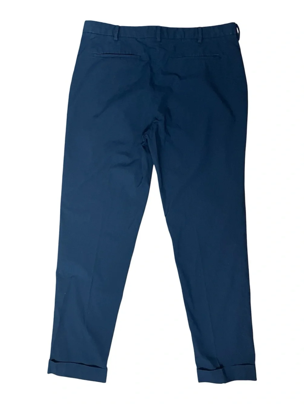 Massimo Dutti Slim Fit Cropped Cuffed Chino Pants Navy Blue Men’s 34 -Preppy